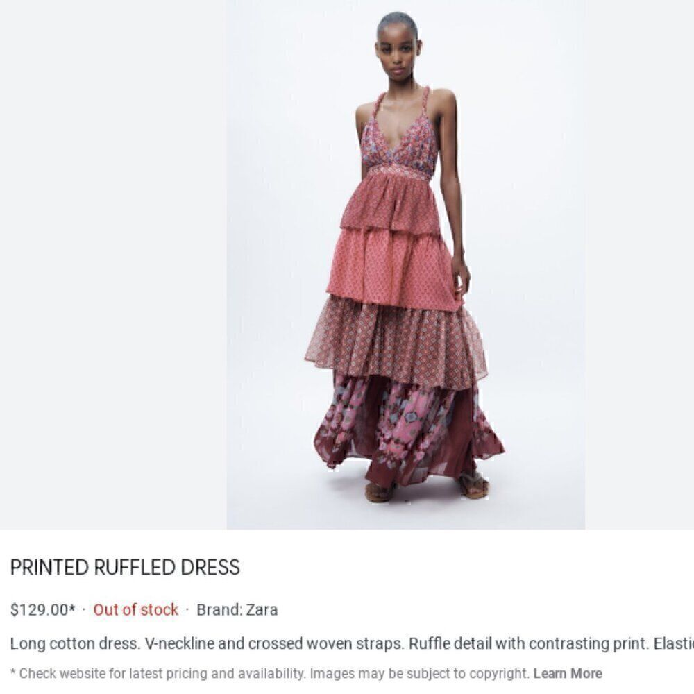 Floral Burgundy Crossback Strap Plunge Tier Ruffle Layer Vintage Maxi Dress L - Picture 11 of 16